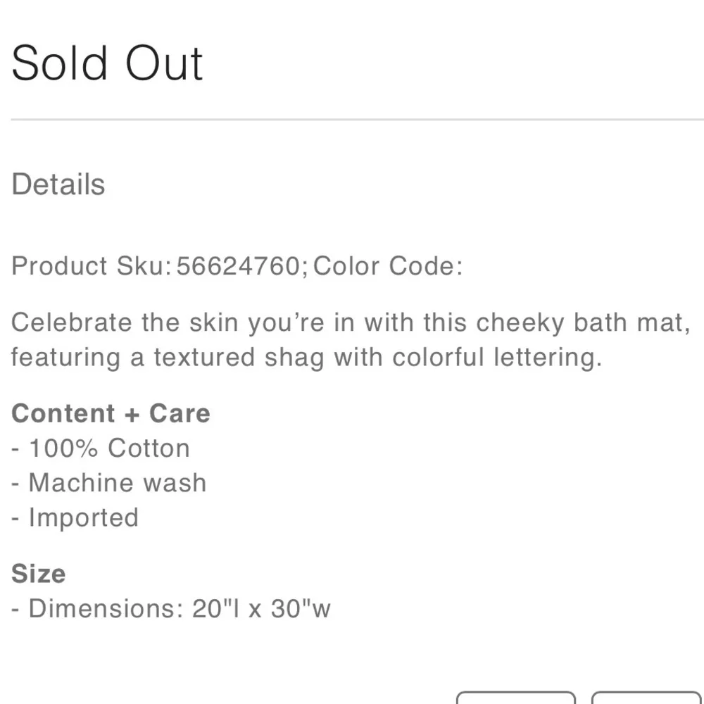 Urban Outfitters Sweet Cheeks Bath Mat NWT